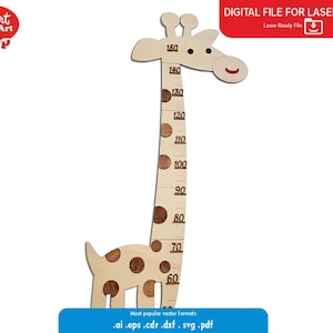 Giraffen Wachstumstabelle, Taliometer vektor Datei, Baby Wachstumstabelle Messlatte Kinder Messlatte, cdr, dxf, ai, pdf, svg, glowforce