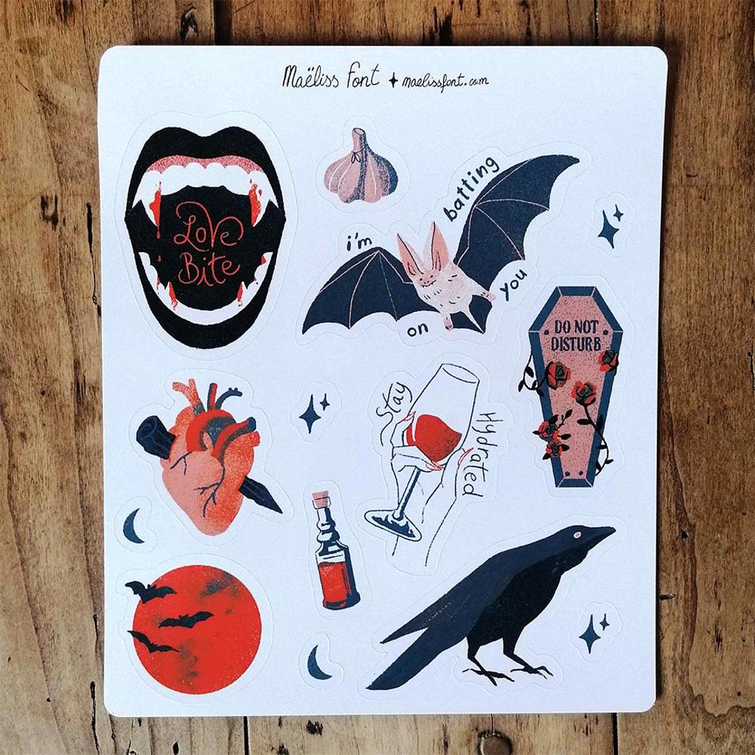 Vampire Goth Sticker Sheet • A5 Halloween Planner Stickers - Etsy