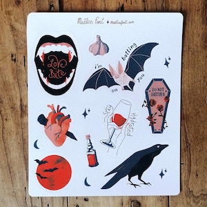 Vampire Goth Sticker Sheet • Halloween Planner Stickers