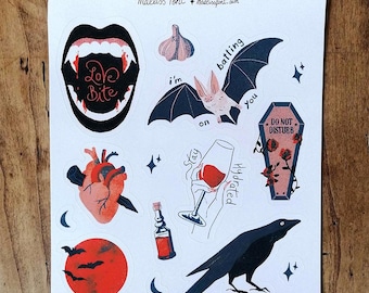 Klistermärkesark med vampyrer och goth • Halloween-planerark