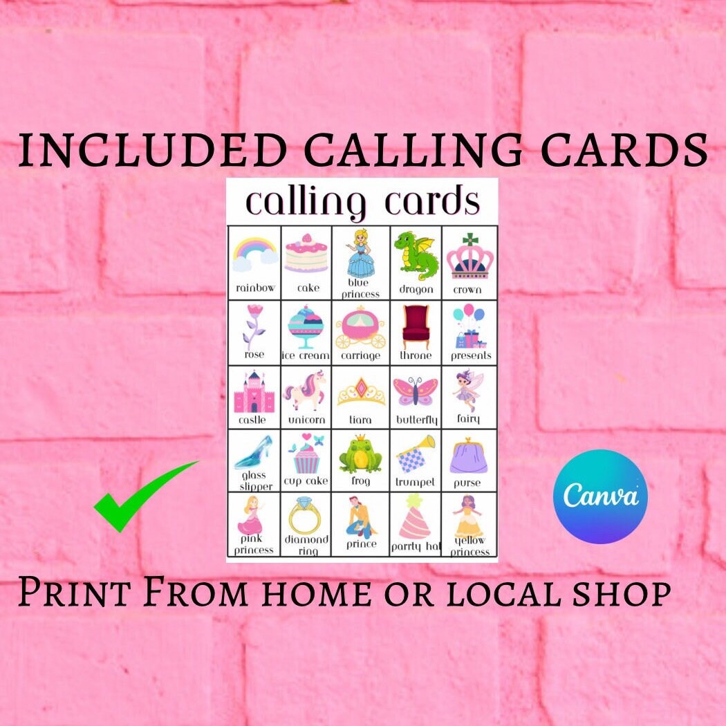 Princess Bingo, 30 Printable Princess Bingo Cards, Princess Birthday ...