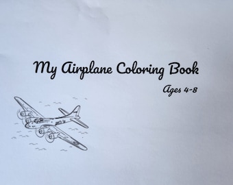 Más de 20 páginas para colorear de aviones en PDF: libro imprimible para colorear de aviones para niños y adultos, descarga instantánea