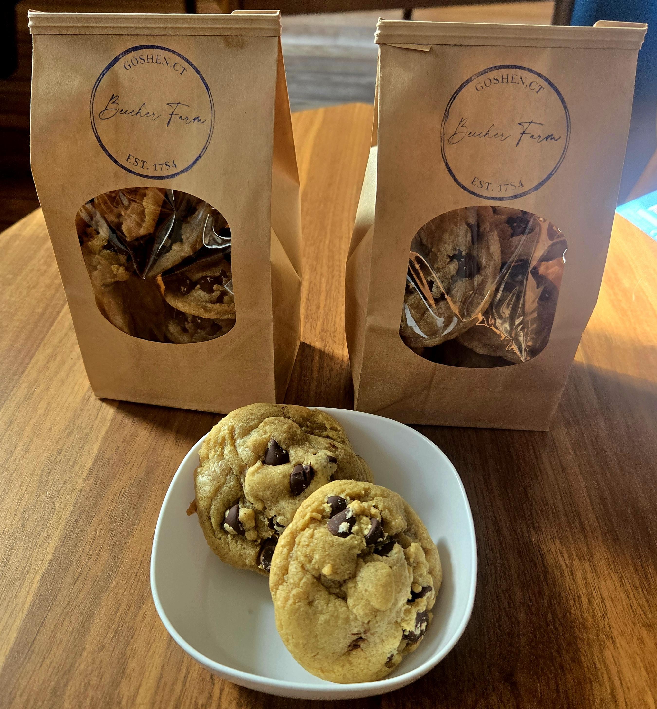 Organic Chocolate Chip Cookies 12 Fresh Baked Cookies Homemade Small Batch Organic Ingredients Beecher Farm CT Cottage Licensed