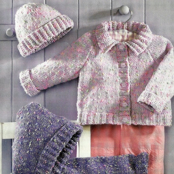 Baby & Child Jackets and Hat, DK, 14-24" Chest, Premature Baby, PDF Vintage Knitting Pattern, Instant Download!