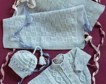 Vintage Baby Outfit Knitting Pattern PDF: DK Yarn (Instant Download)