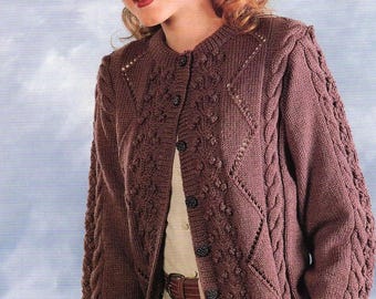Vintage Women's Cardigan Knitting Pattern: DK Yarn, 30" - 40" Chest (PDF Download)