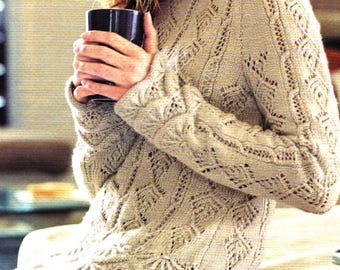 Vintage Ladies Sweater Knitting Pattern: DK Yarn, 32" - 42" Chest (PDF Download)