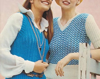 Vintage Woman's 4PLY Sleeveless Tops Knitting Pattern: 32" - 38" Chest (PDF Download)