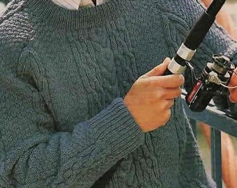 Vintage Men's DK Sweater Knitting Pattern (38-48" Chest) (PDF Download)