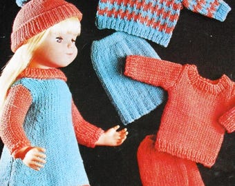 Vintage Doll Clothes Knitting Pattern: DK Yarn, 16-20" Dolls (PDF Download)