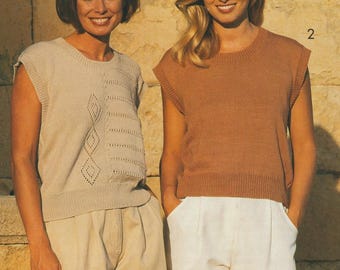 Vintage Woman's 4PLY Summer Tops Knitting Pattern: 28" - 40" Chest (PDF Download)