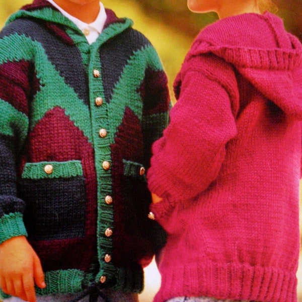 Child's Jackets, Chunky, 20-30" Chest, PDF Vintage Knitting Pattern, Instant Download!