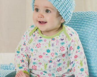 Vintage Baby Hat, Blankets & Cushion Covers Knitting Pattern PDF: Super Bulky Yarn (Instant Download)