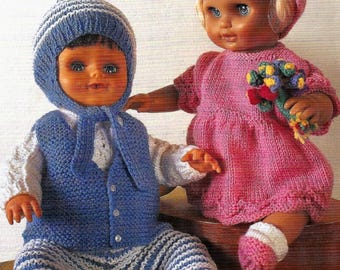 Vintage Doll Clothes Knitting Pattern: DK Yarn, 12-22" Dolls (PDF Download)