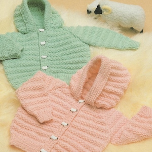 Baby/Toddler Hooded Jacket, 18" - 24" Chest, DK, Vintage Knitting Pattern PDF, Instant Download!