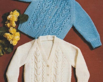 Vintage DK Knitting Pattern PDF: Baby Cardigans (17-20" Chest) (Instant Download!)