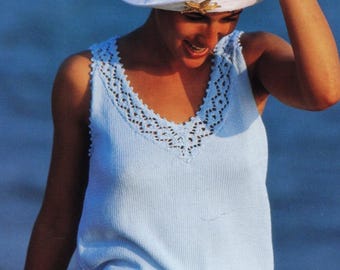 Vintage Woman's 4PLY Summer Top Knitting Pattern: 30" - 40" Chest (PDF Download)