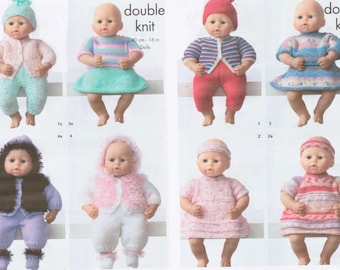 Vintage Doll Clothes Knitting Pattern: DK Yarn, 16" Dolls (PDF Download)