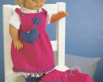 Vintage Doll Clothes Knitting Pattern: DK Yarn, 12-22" Dolls (PDF Download)