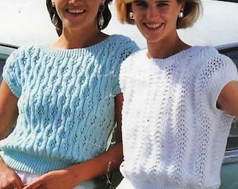 Vintage Woman's Summer Tops Knitting Pattern - DK Yarn (PDF Download)