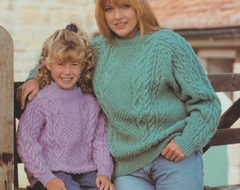Family Sweaters, 26" - 40" Chest, DK, Vintage Knitting Pattern PDF, Instant Download!