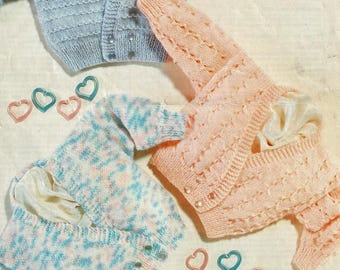 Vintage Baby Cardigan Knitting Pattern, 4PLY DK, 14-26" Chest (PDF Pattern)