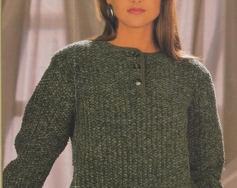 Woman's Moss Stitch Sweater, 32" - 42" Chest, DK, Vintage Knitting Pattern PDF, Instant Download!