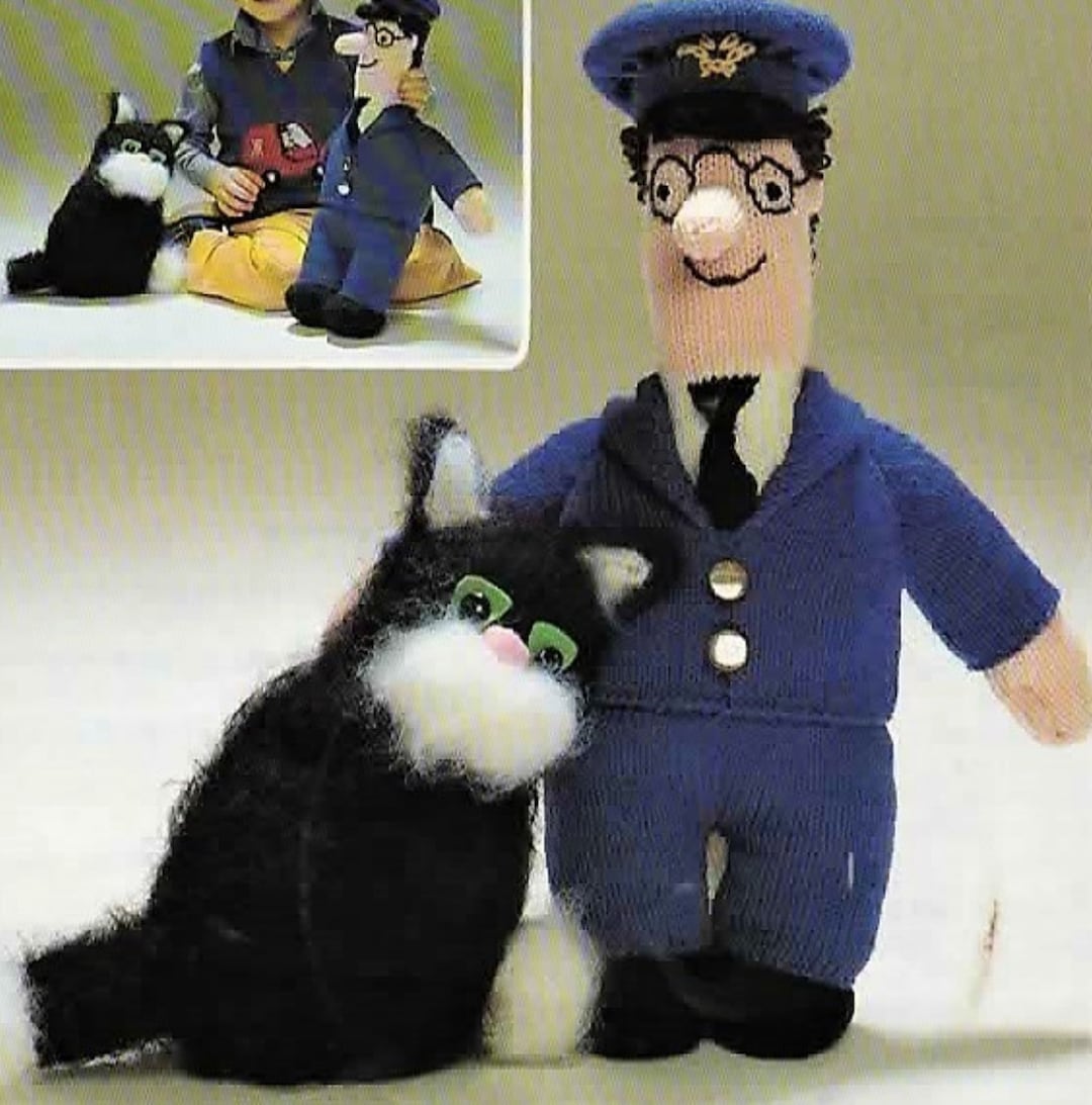 Postman Pat Toy With Cat in DK Wool 16 Height Sizes - Etsy