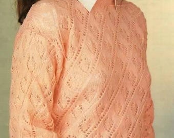 Vintage Woman's 4PLY Sweater Knitting Pattern (PDF Download)