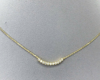 Curved Bar Necklace Gold Bar Necklace Diamond Bar Necklace Bubble Necklace Minimalist Diamond Necklace Pendant With Chain Graduation Gifts