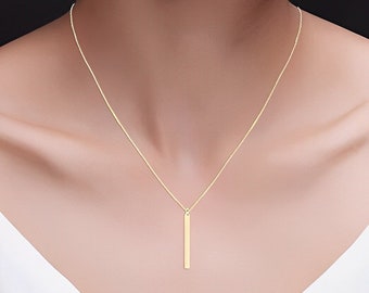 Vertical Bar Necklace • Gold Bar Necklace • Tiny Bar Necklace • Minimal Necklace • Layering Necklace • Tube Necklace • Lariat Necklace