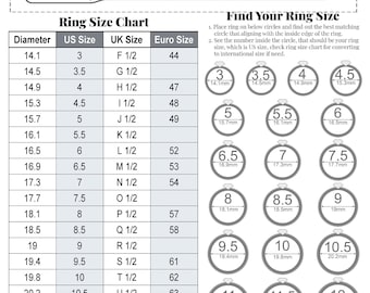 Printable Ring Sizer Chart Printable Diamond Ring Size Finder Ring Size Measure International Ring Size Chart Instant Download