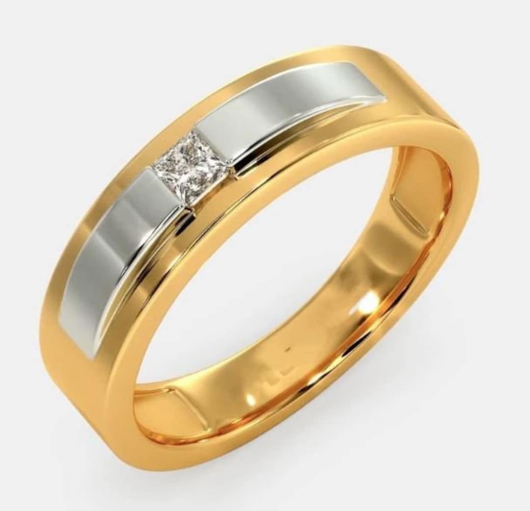 Two Tone Ring Princess Ring Mens Solitaire Ring Mens Promise Ring Mens ...
