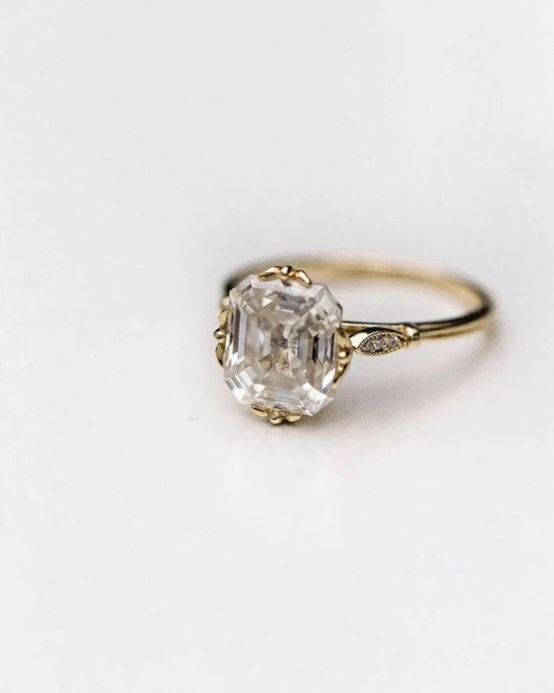 Asscher Cut Moissanite Engagement Ring 4.12CT Asscher - Etsy