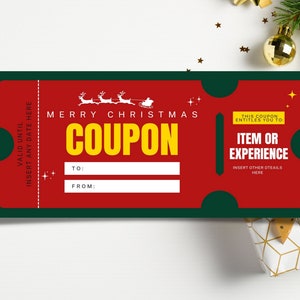 Christmas Gift Coupon Certificate Customisable Template on Canva Instant Download Printable Ticket Experience or Item