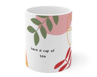 Botanisk temugg | Personlig present till teälskare, kaffekopp, naturligt estetiskt köksredskap, heminredning