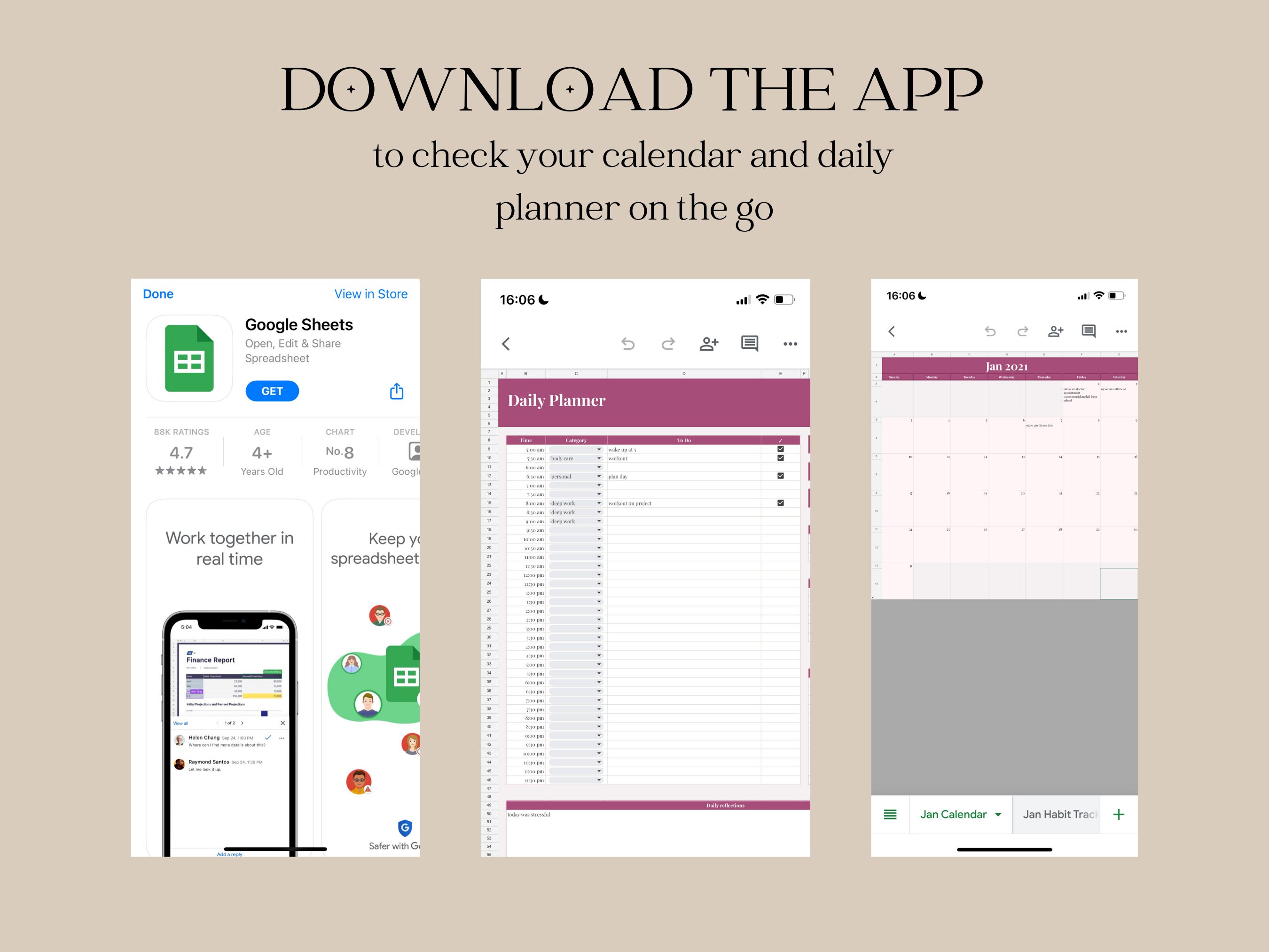 2023 Digital Planner Google Sheets Habit Tracker, Daily Schedule
