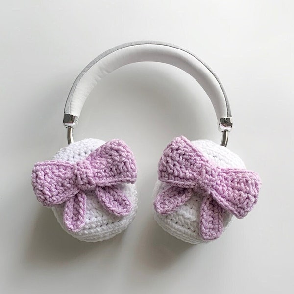 Crochet Airpods Max Headphone Covers, Cute Purple Ribbon AirPods Max Case, AirPod Max Cover, Handmade Headphone Case