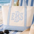 Personalized Gingham Tote Bag, Monogram Canvas Bag, Everyday Carryall, Bridesmaid Gift, Teacher Bag, Mom Bag, Personalized Gift for Her product logo