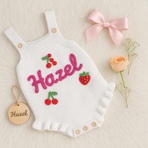 Custom Embroidered Baby Name Romper, Personalized Baby Girl Romper, Baby Summer Outfit, Baby Birthday Outfit, First Birthday Gift, Baby Gift