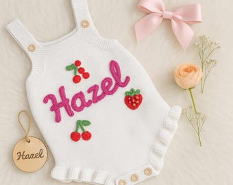 Personalisierter Baby Mädchen Strampler, Baby Sommer Outfit, Baby Geburtstag Outfit, Erstes Geburtstagsgeschenk, Baby Geschenk