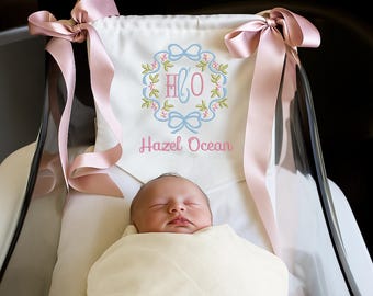 Personalisierte Baby Banner, Band Willkommen Banner mit Schleifen, Baby Banner mit Schleifen, Krankenhaus Türschild, Babypartygeschenke, Neugeborene Geschenke