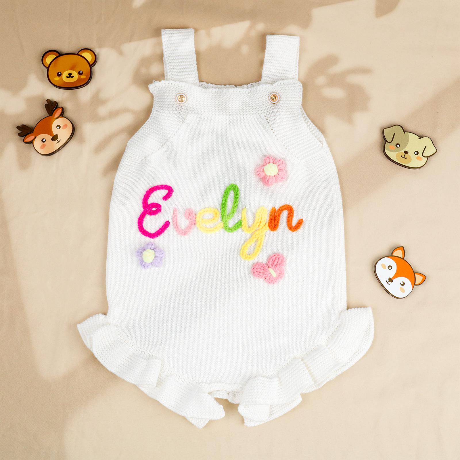 Custom Embroidered Baby Name Romper, Personalized Baby Girl Romper, Baby Summer Outfit, Baby Birthday Outfit, First Birthday Gift, Baby Gift