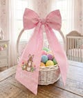 Personalized Easter Sash for Basket, Embroidered Bunny Name Tag, Custom Gingham Bow, Monogram Easter Gift for Kids, Wreath Sash Decoration product logo
