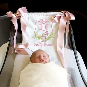Custom Baby Banner, Welcome Banner with Puppy, Bows Baby Banner, Hospital Door Sign, Baby Shower Gifts, Newborn Gifts, Baby Banner