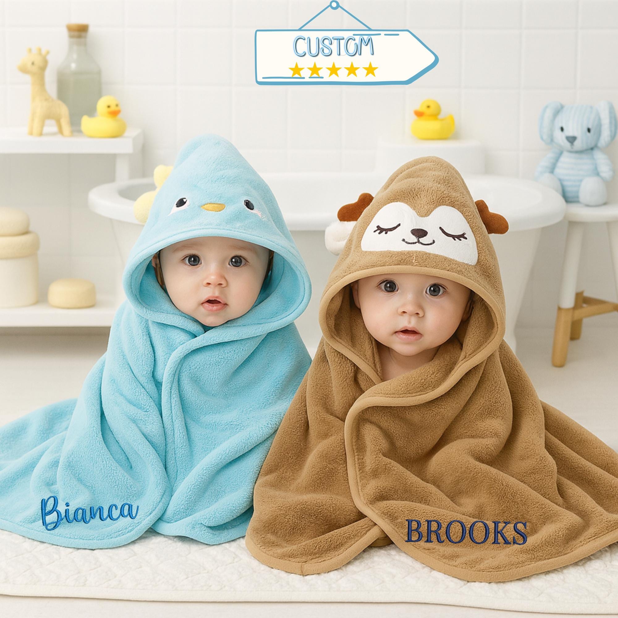 600gsm Thick Baby Towel Vaxaape Hooded Baby Towels 2 Pack - Extra