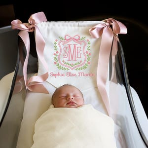 Custom Baby Banner, Welcome Banner with Floral crest, Bows Baby Banner, Hospital Door Sign, Baby Shower Gifts, Newborn Gifts