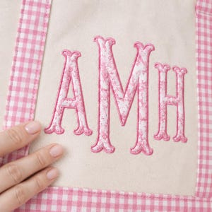 Personalized Gingham Tote Bag, Monogram Canvas Bag, Everyday Carryall, Bridesmaid Gift, Teacher Bag, Mom Bag, Personalized Gift for Her image 3