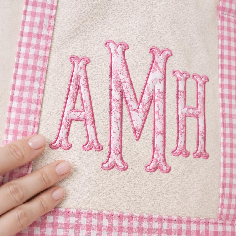 Personalized Gingham Tote Bag, Monogram Canvas Bag, Everyday Carryall, Bridesmaid Gift, Teacher Bag, Mom Bag, Personalized Gift for Her image 3