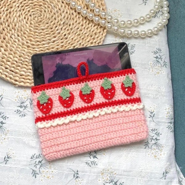 Pochette au crochet pour Ipad/Kindle/livre/note, couverture de livre au crochet, pochette au crochet personnalisée, cadeaux faits main pour amoureux des livres